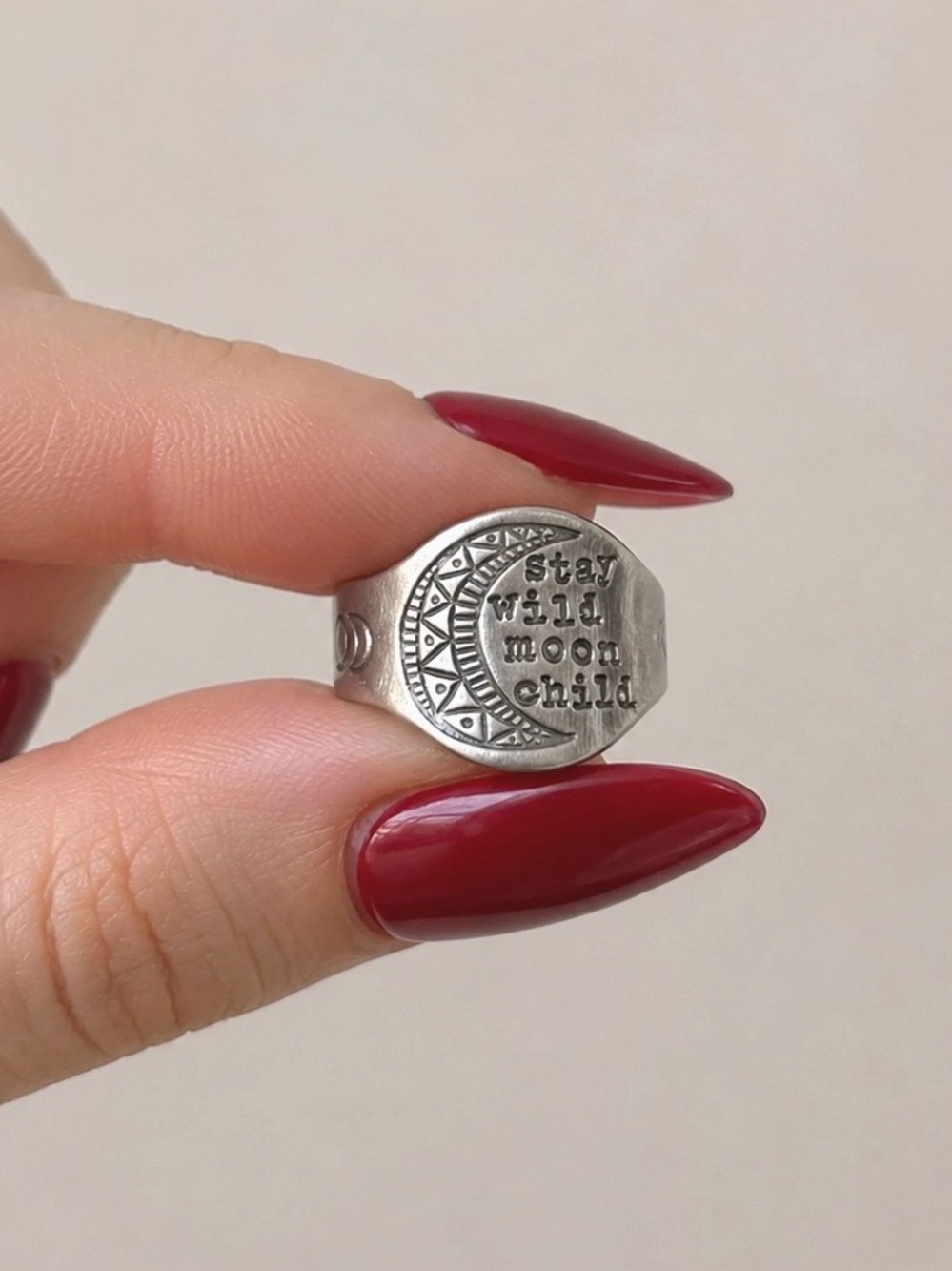 💥3/$28 New Stay Wild Moon Child Bohemian Vintage Style Moon Phase Signet Ring